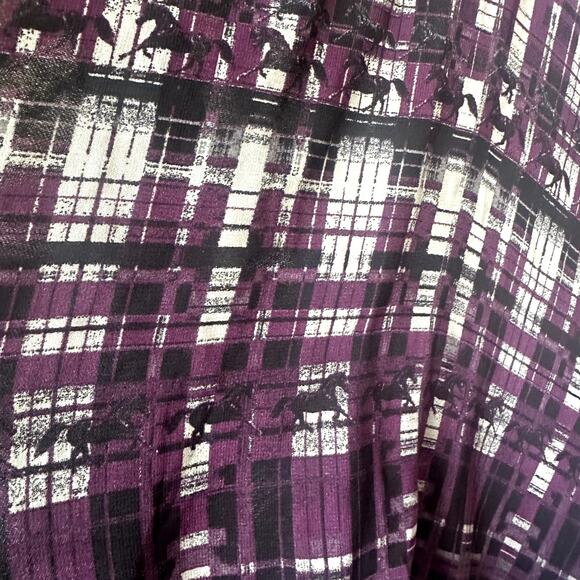NWT Eric + Lani Girl Crush Long Sleeve Top Purple and Black Horse Print Medium - Picture 4 of 9
